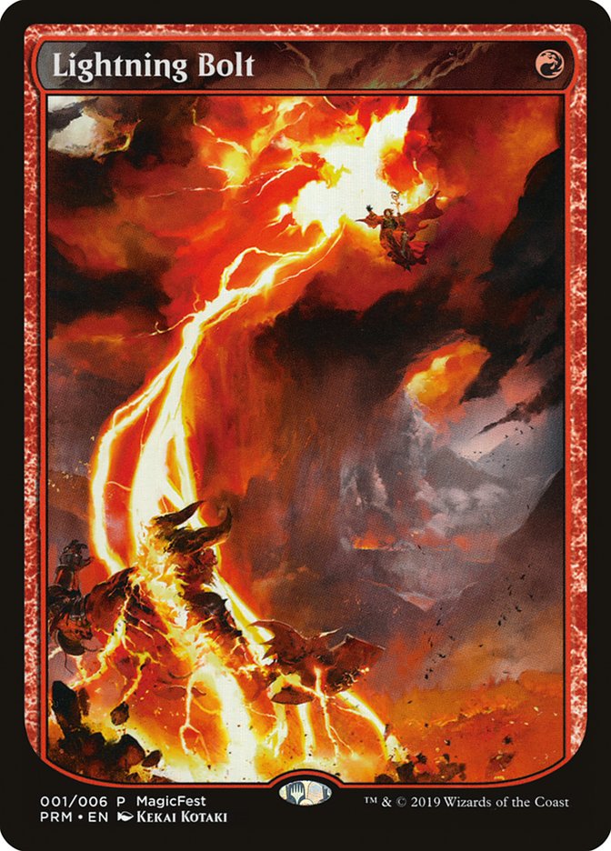 Lightning Bolt (Textless) [MagicFest 2019] | Cards and Coasters CA