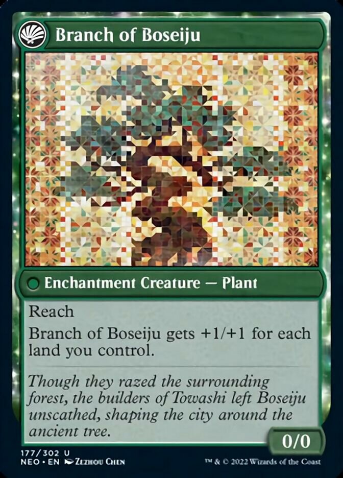 Boseiju Reaches Skyward // Branch of Boseiju [Kamigawa: Neon Dynasty] | Cards and Coasters CA