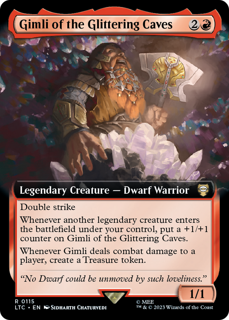 Gimli of the Glittering Caves (Extended Art) [The Lord of the Rings: Tales of Middle-Earth Commander] | Cards and Coasters CA