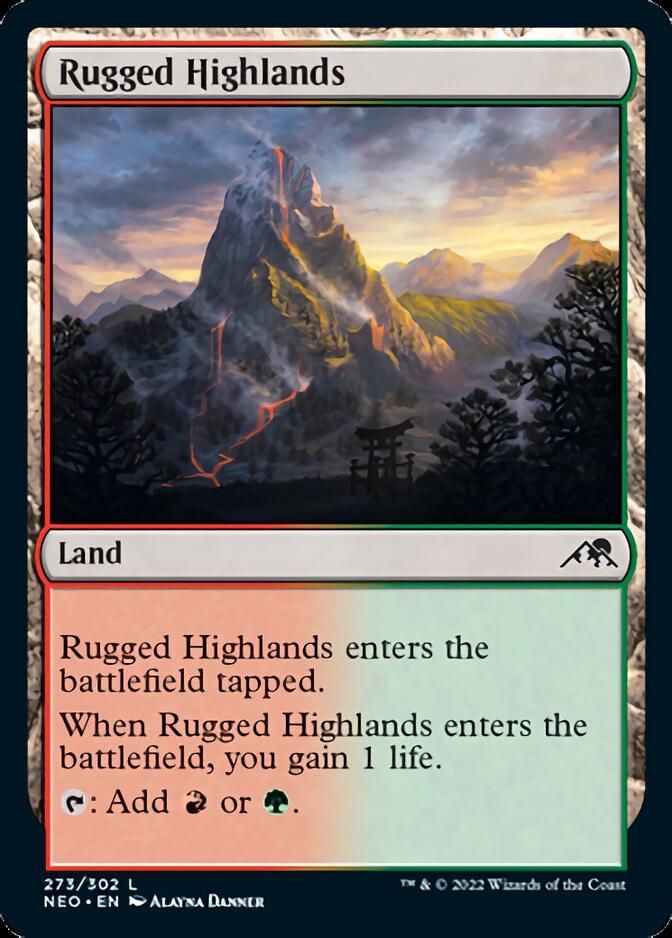 Rugged Highlands [Kamigawa: Neon Dynasty] | Cards and Coasters CA
