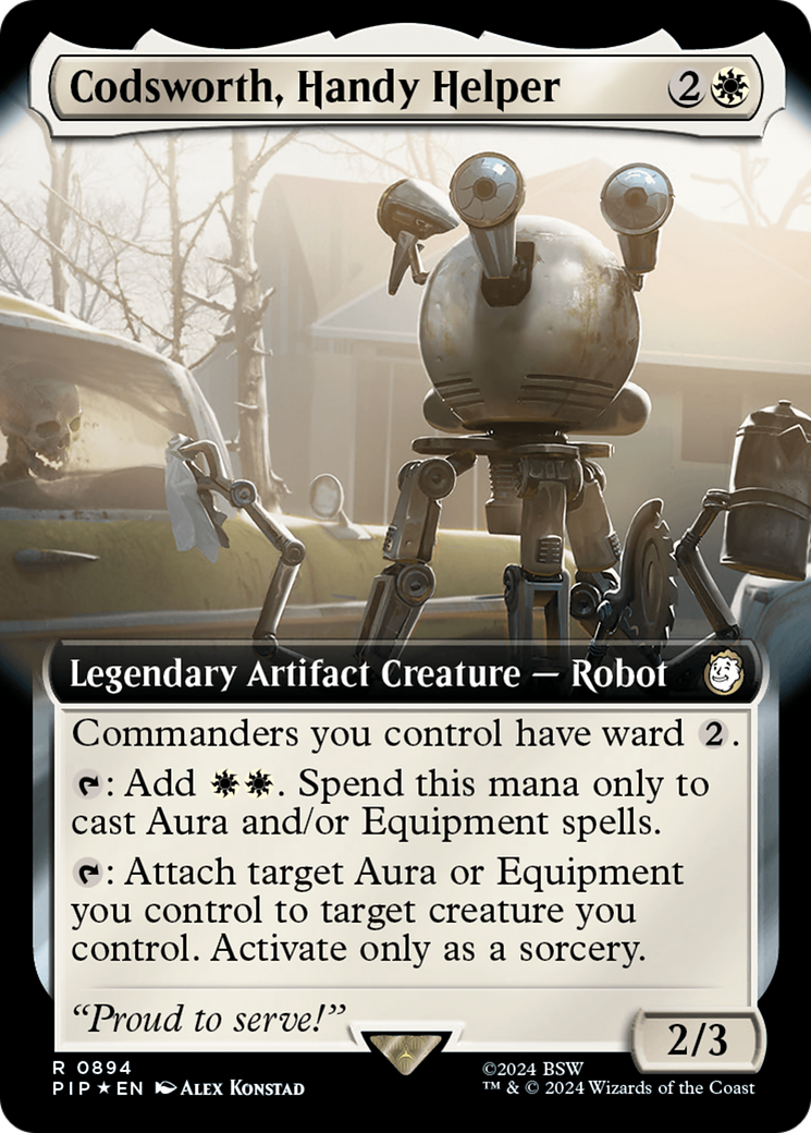 Codsworth, Handy Helper (Extended Art) (Surge Foil) [Fallout] | Cards and Coasters CA