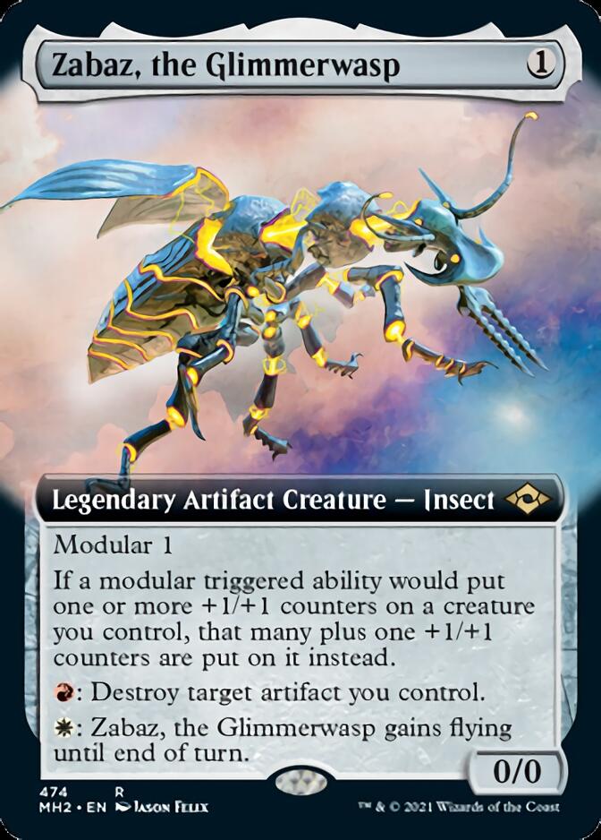 Zabaz, the Glimmerwasp (Extended Art) [Modern Horizons 2] | Cards and Coasters CA