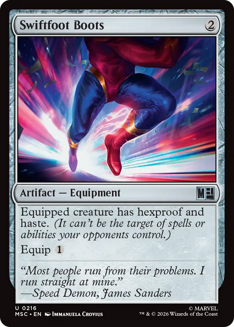 Swiftfoot Boots (Surge Foil) [Marvel Super Heroes Commander] | Cards and Coasters CA