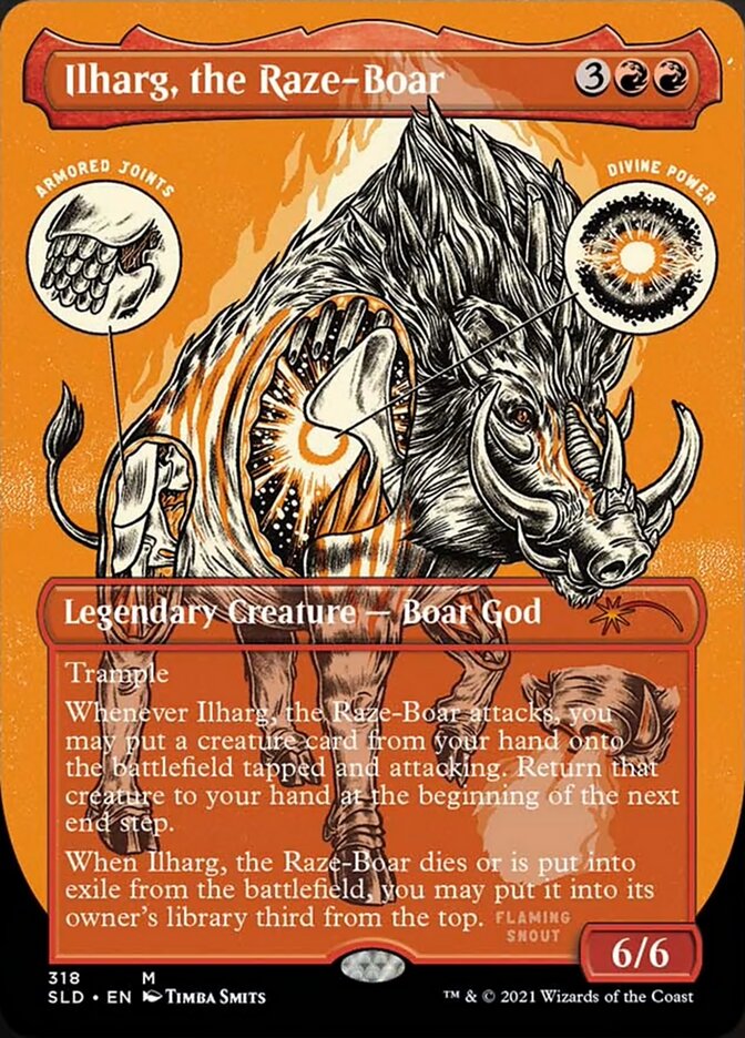 Ilharg, the Raze-Boar (Borderless Foil Etched) [Secret Lair Drop Series] | Cards and Coasters CA