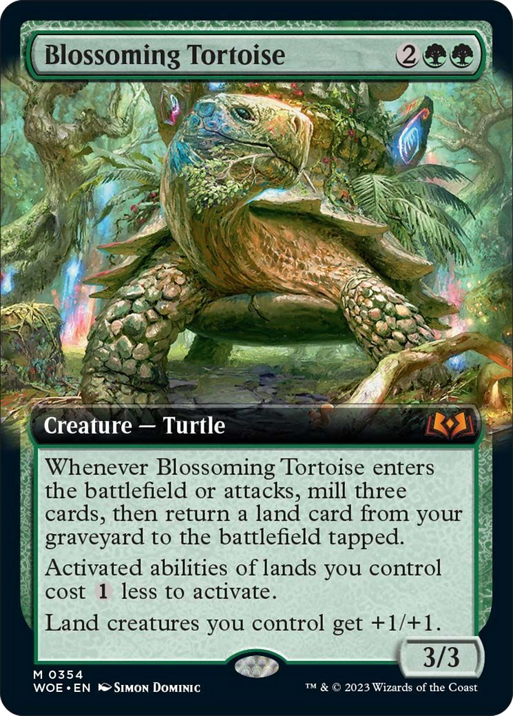 Blossoming Tortoise (Extended Art) [Wilds of Eldraine] | Cards and Coasters CA