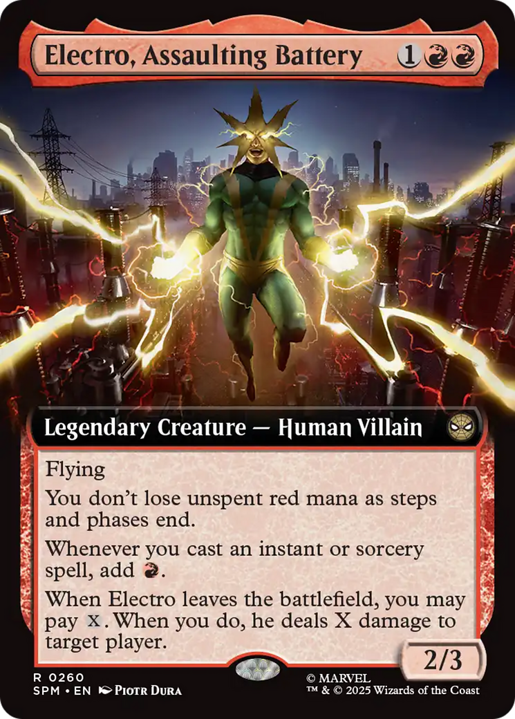 Electro, Assaulting Battery (Extended Art) [Marvel's Spider-Man] | Cards and Coasters CA