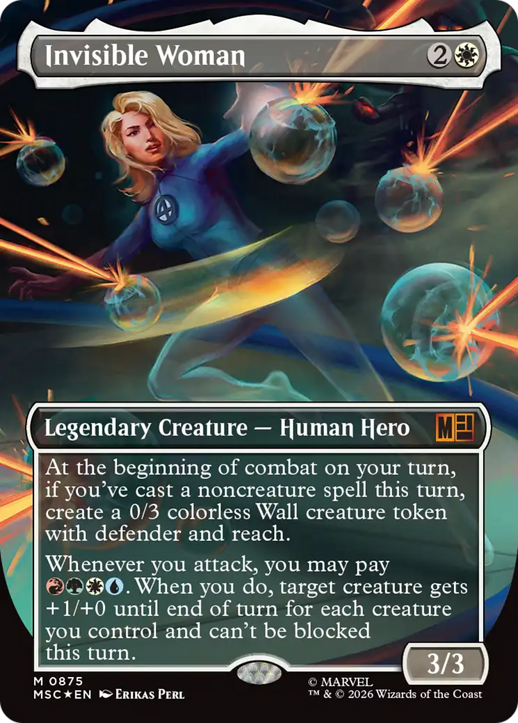 Invisible Woman (Borderless) (Surge Foil) [Marvel Super Heroes Commander] | Cards and Coasters CA