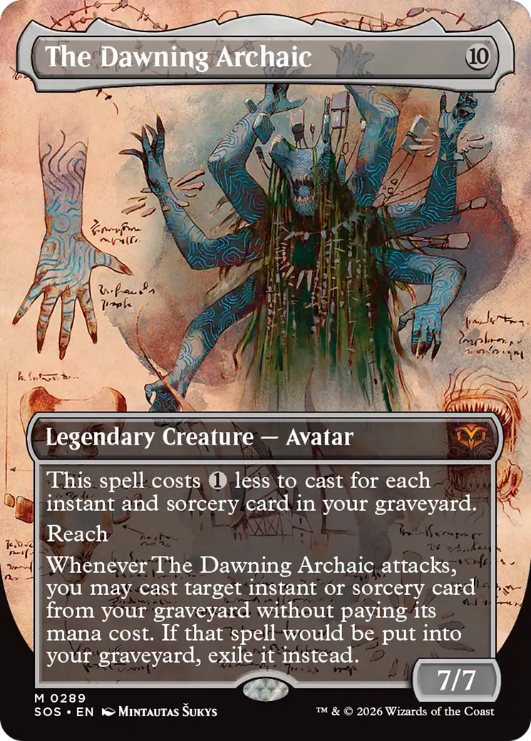 The Dawning Archaic (Borderless) [Secrets of Strixhaven] | Cards and Coasters CA