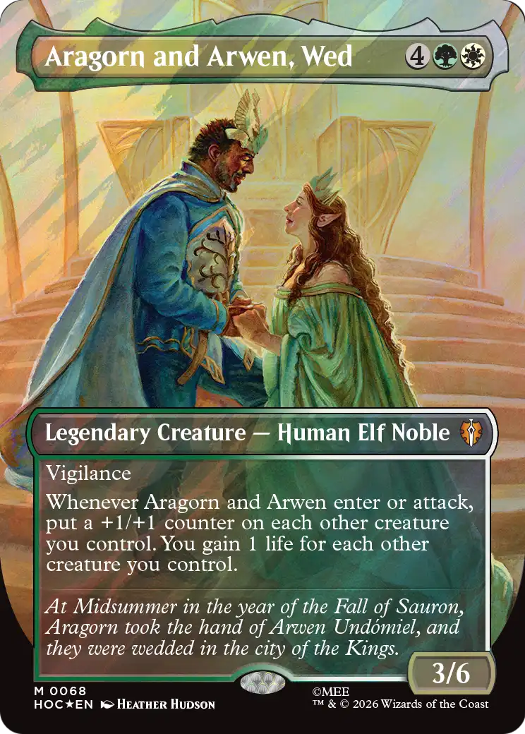Aragorn and Arwen, Wed (Borderless) (Surge Foil) [The Hobbit] | Cards and Coasters CA