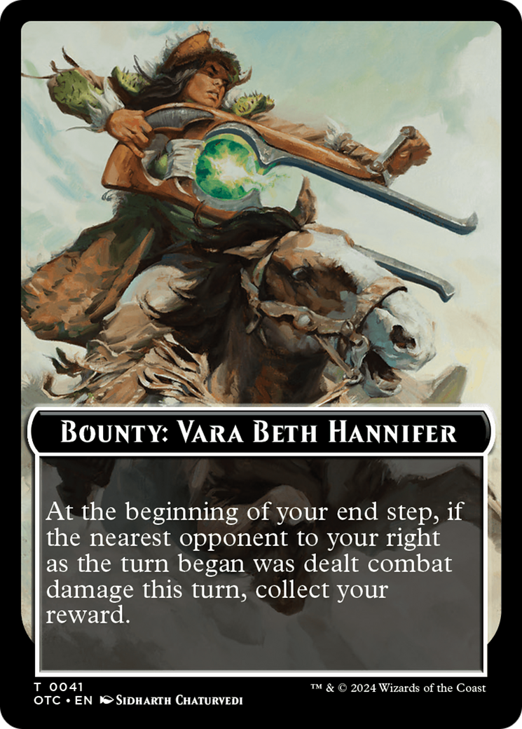 Bounty: Vara Beth Hannifer // Bounty Rules Double-Sided Token [Outlaws of Thunder Junction Commander Tokens] | Cards and Coasters CA