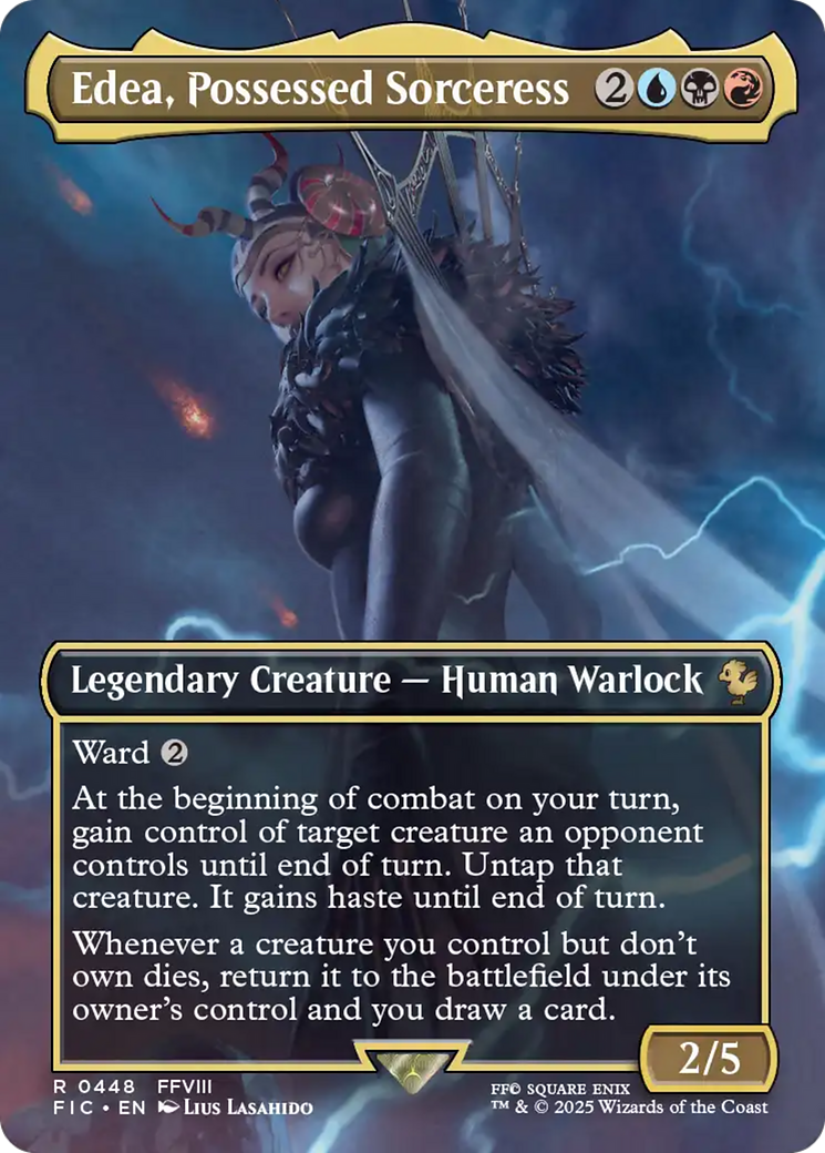 Edea, Possessed Sorceress (Borderless) [FINAL FANTASY Commander] | Cards and Coasters CA