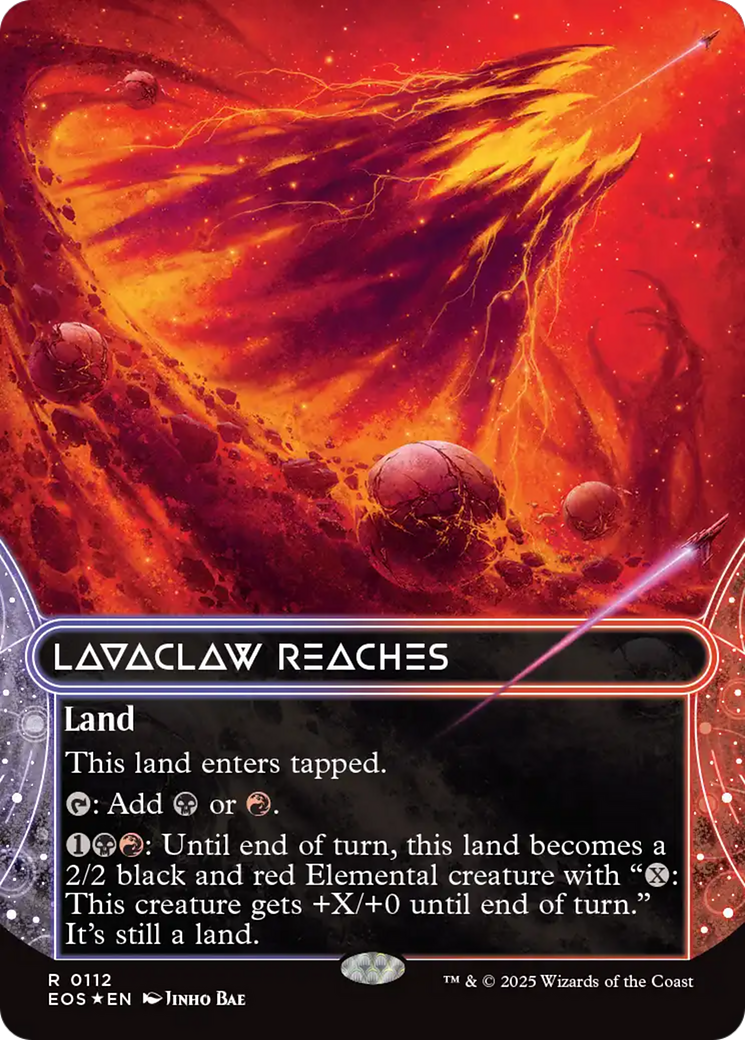 Lavaclaw Reaches (0112) (Borderless) (Galaxy Foil) [Edge of Eternities: Stellar Sights] | Cards and Coasters CA