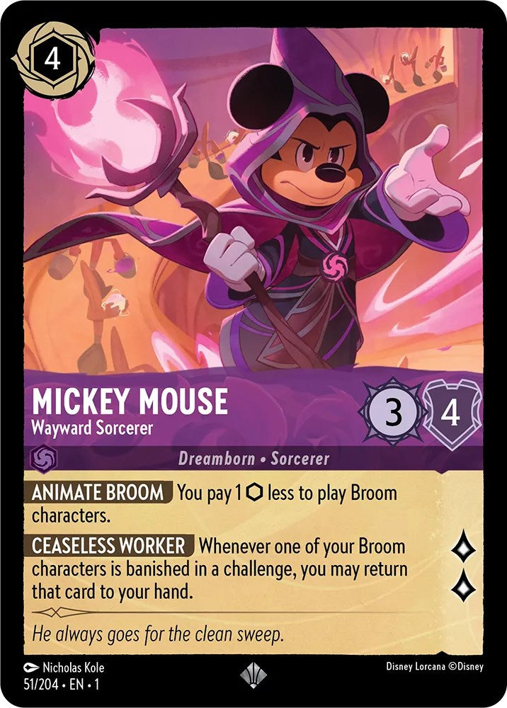 Mickey Mouse - Wayward Sorcerer (51/204) [The First Chapter] | Cards and Coasters CA