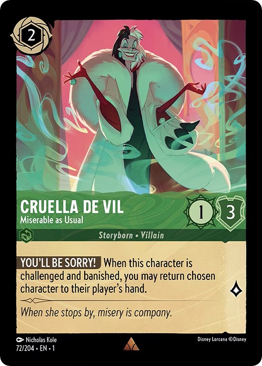 Cruella de Vil - Miserable as Usual (72/204) [The First Chapter] | Cards and Coasters CA