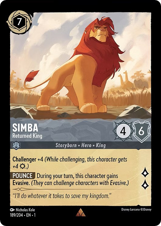 Simba - Returned King (189/204) [The First Chapter] | Cards and Coasters CA