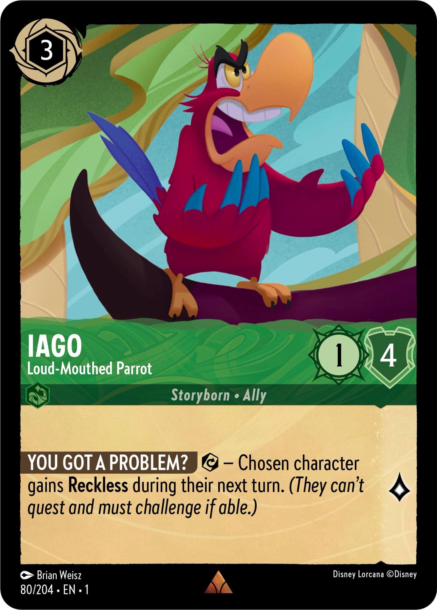 Iago - Loud-Mouthed Parrot (80/204) [The First Chapter] | Cards and Coasters CA