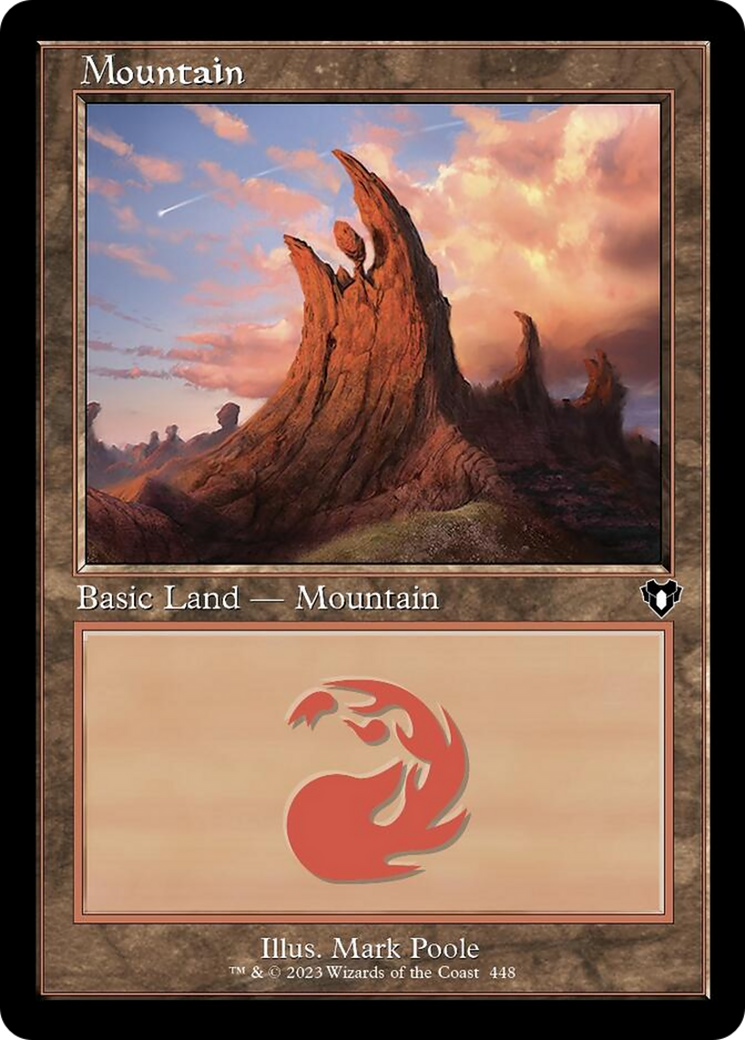 Mountain (448) (Retro) [Commander Masters] | Cards and Coasters CA