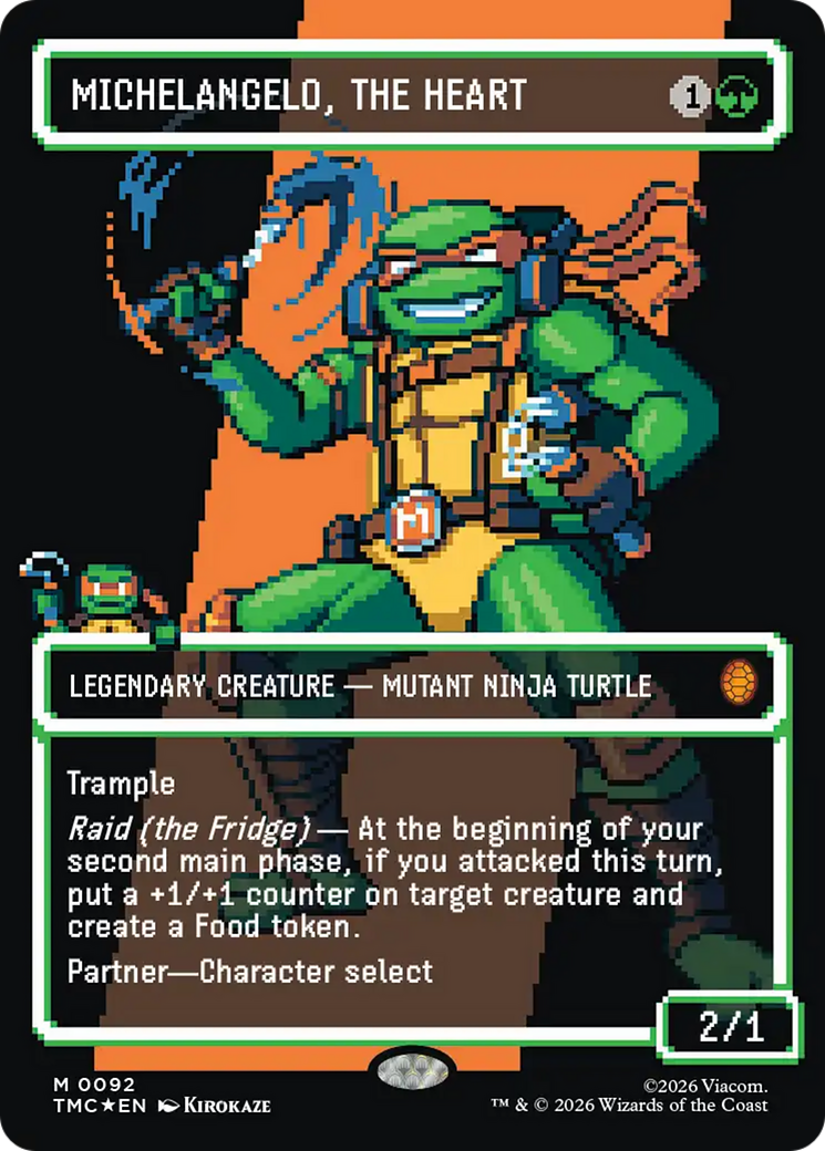 Michelangelo, the Heart (0093) (Borderless) (Surge Foil) [Teenage Mutant Ninja Turtles Commander] | Cards and Coasters CA