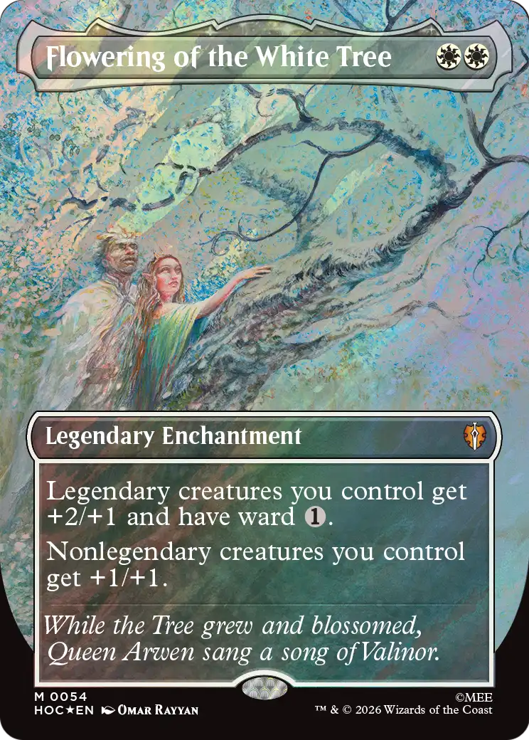 Flowering of the White Tree (Borderless) (Surge Foil) [The Hobbit: Eternal-Legal] | Cards and Coasters CA