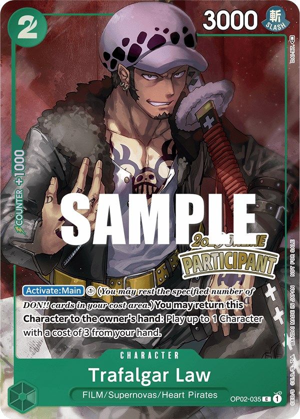 Trafalgar Law (Online Regional 2023) [Participant] [One Piece Promotion Cards] | Cards and Coasters CA