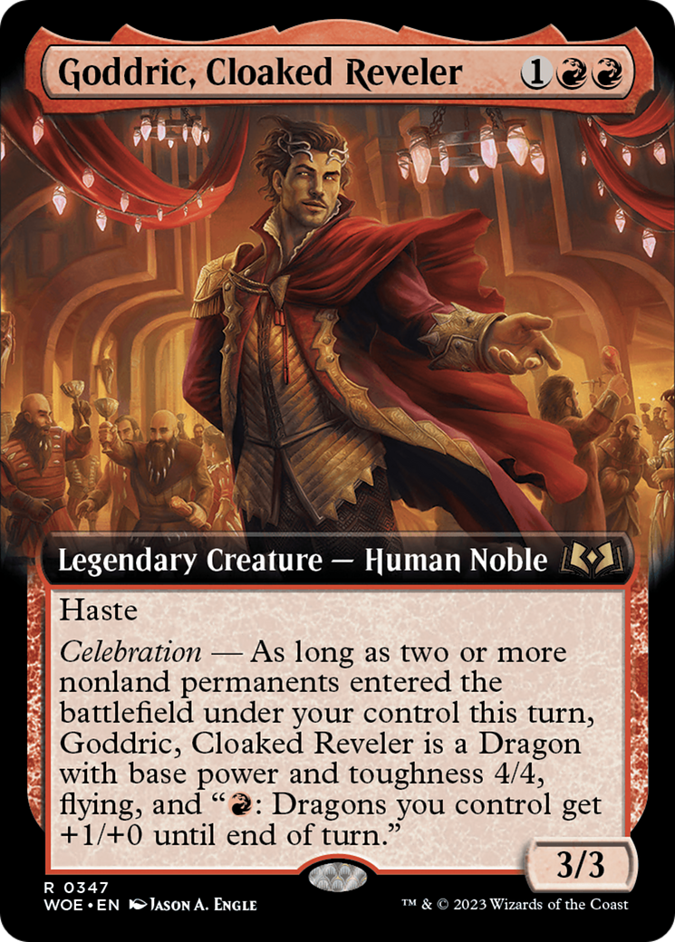 Goddric, Cloaked Reveler (Extended Art) [Wilds of Eldraine] | Cards and Coasters CA