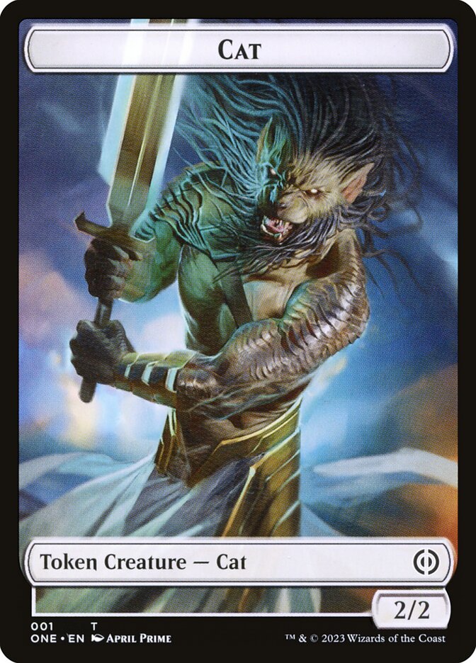 Phyrexian Goblin // Cat Double-Sided Token [Phyrexia: All Will Be One Tokens] | Cards and Coasters CA