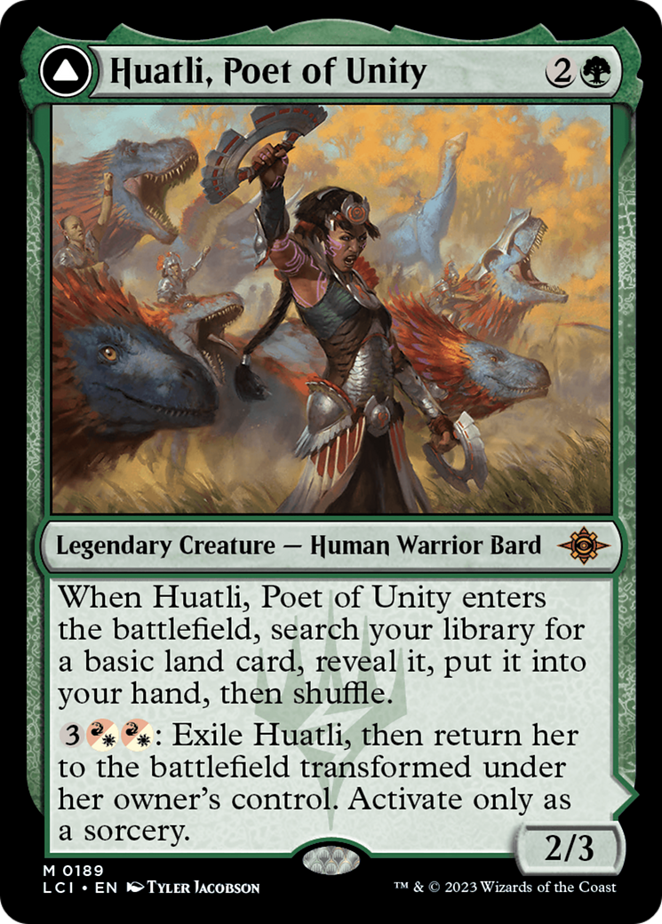 Huatli, Poet of Unity // Roar of the Fifth People [The Lost Caverns of Ixalan] | Cards and Coasters CA