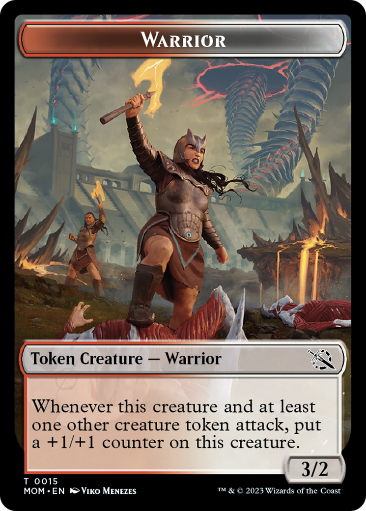 Warrior // Dinosaur Double-Sided Token [March of the Machine Tokens] | Cards and Coasters CA