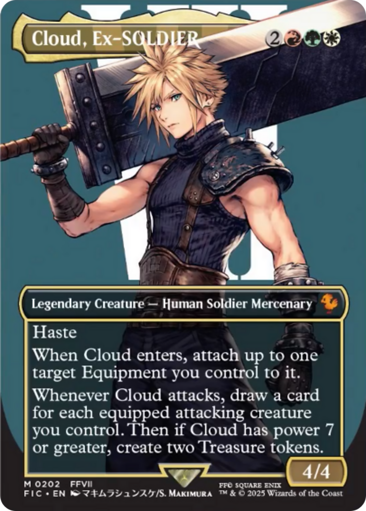 Cloud, Ex-SOLDIER (Borderless) [FINAL FANTASY Commander] | Cards and Coasters CA