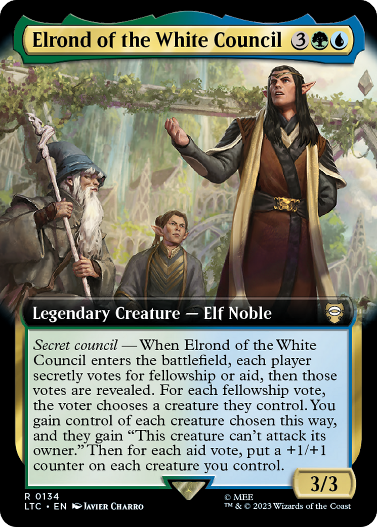 Elrond of the White Council (Extended Art) [The Lord of the Rings: Tales of Middle-Earth Commander] | Cards and Coasters CA