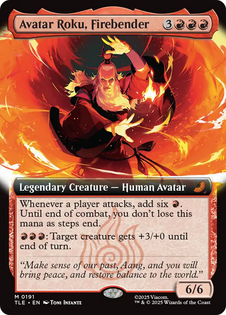 Avatar Roku, Firebender (Extended Art) [Avatar: The Last Airbender: Eternal-Legal] | Cards and Coasters CA