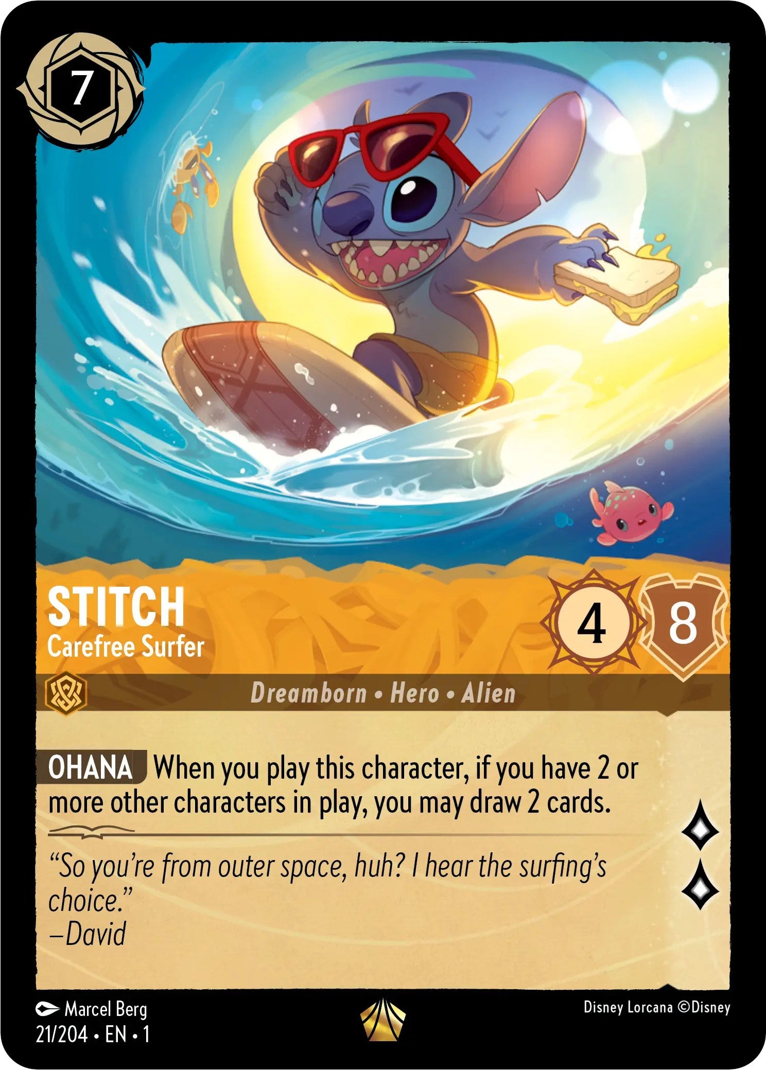 Stitch - Carefree Surfer (21/204) [The First Chapter] | Cards and Coasters CA