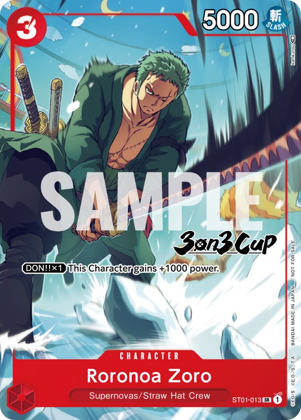 Roronoa Zoro (3-on-3 Cup) [Participant] [One Piece Promotion Cards] | Cards and Coasters CA