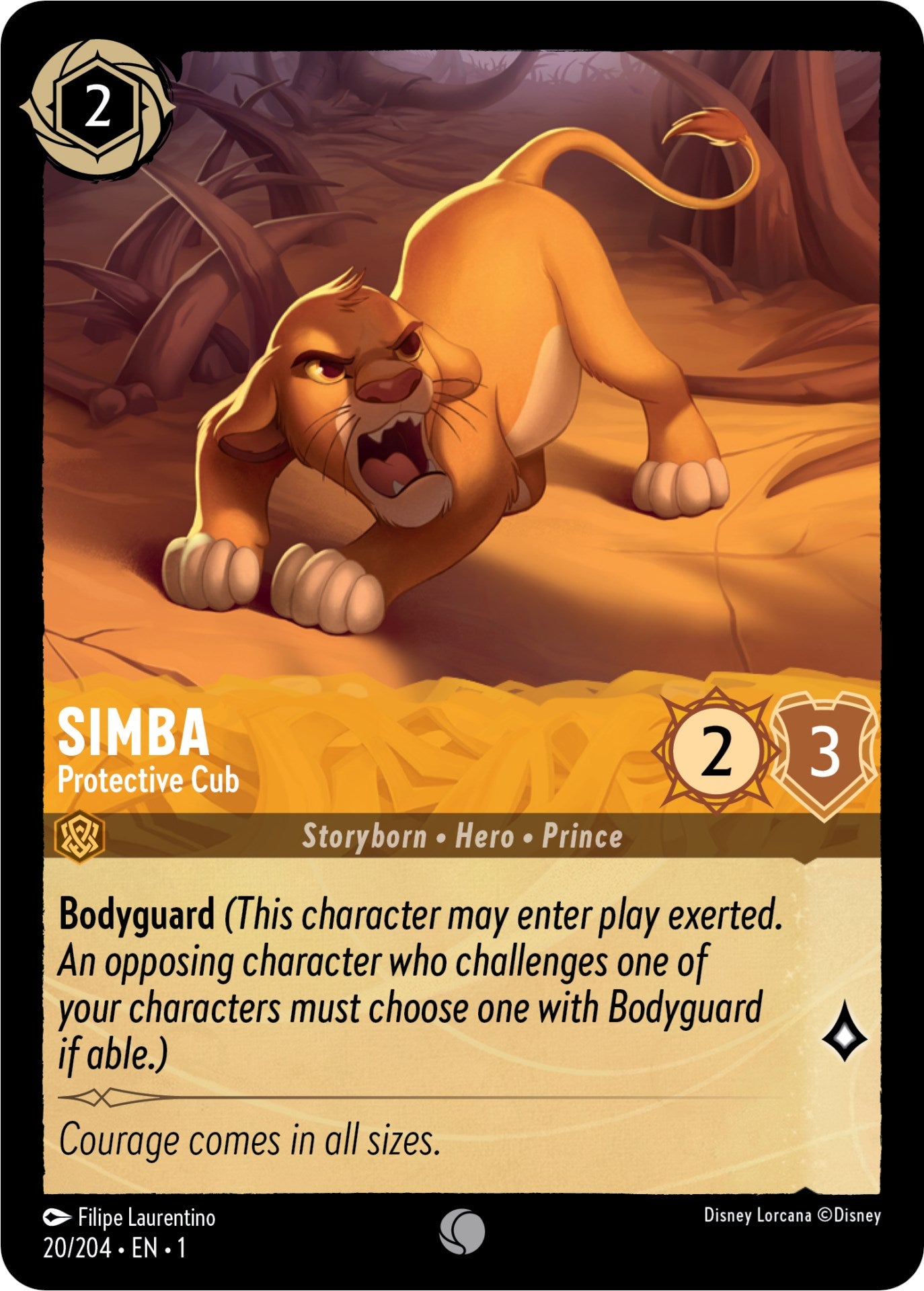 Simba - Protective Cub (20/204) [The First Chapter] | Cards and Coasters CA