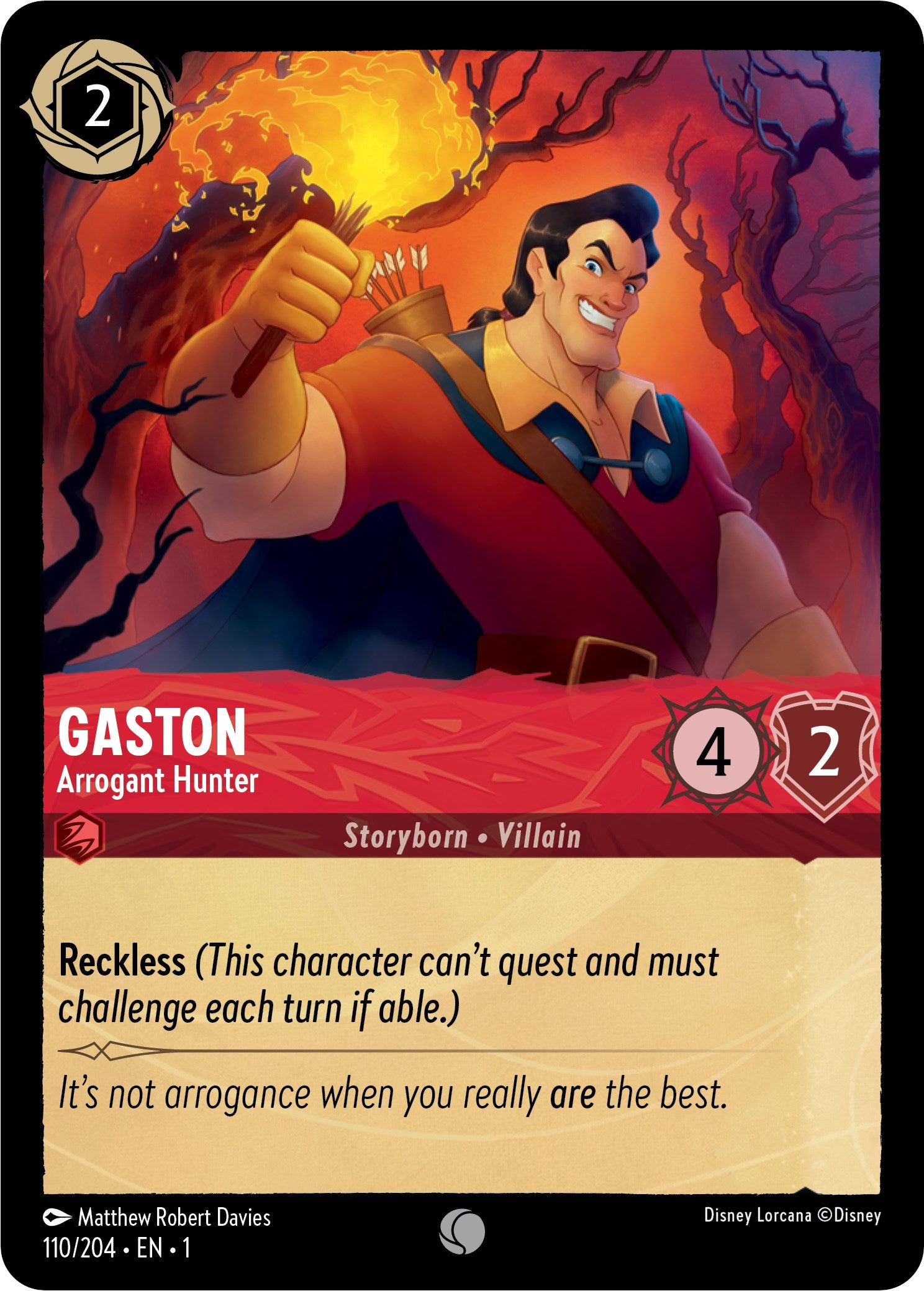 Gaston - Arrogant Hunter (110/204) [The First Chapter] | Cards and Coasters CA