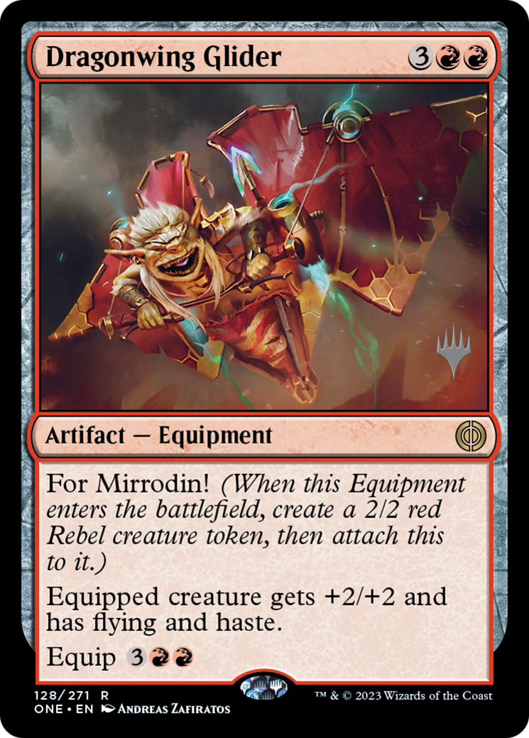 Dragonwing Glider (Promo Pack) [Phyrexia: All Will Be One Promos] | Cards and Coasters CA