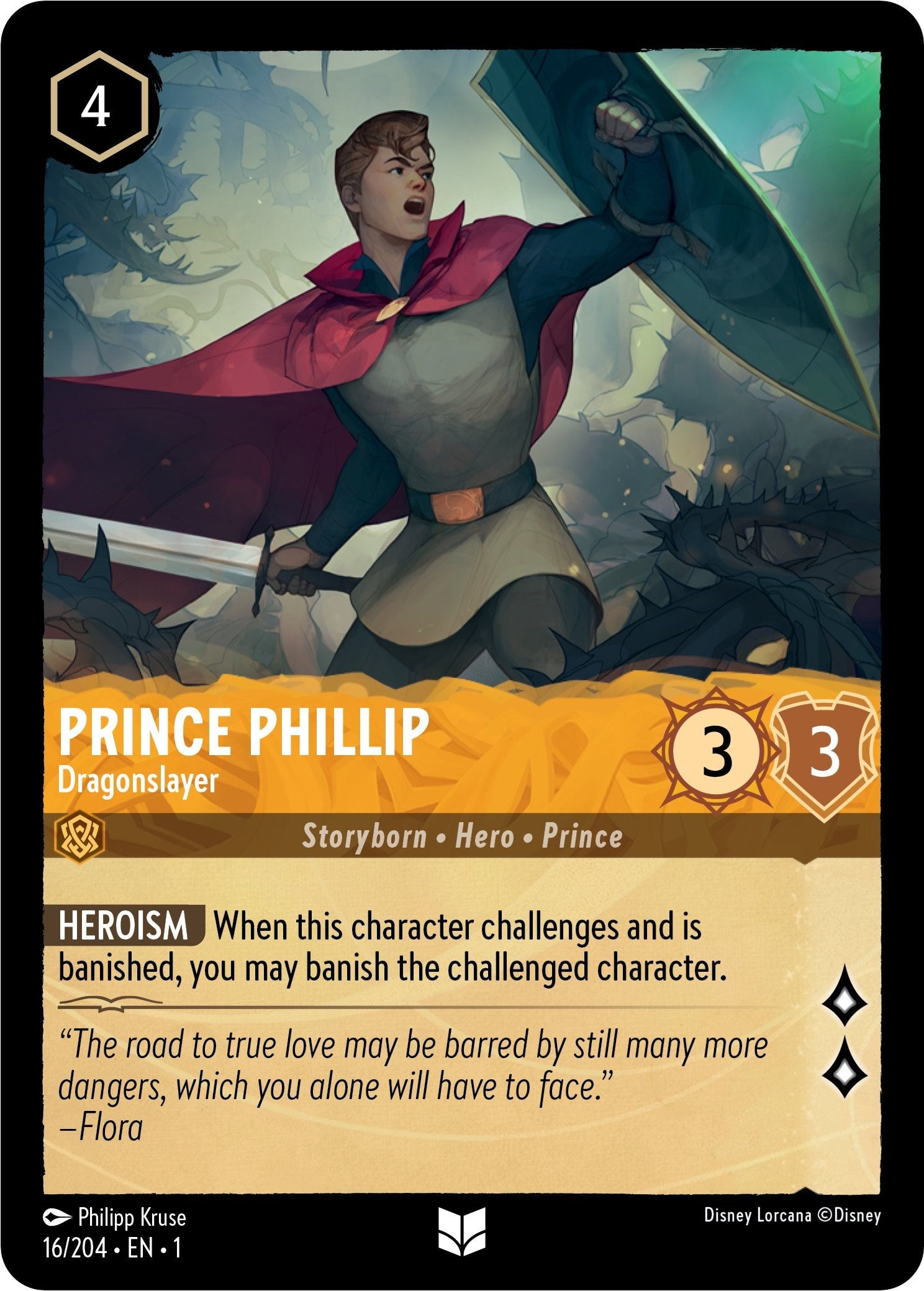 Prince Phillip - Dragonslayer (16/204) [The First Chapter] | Cards and Coasters CA