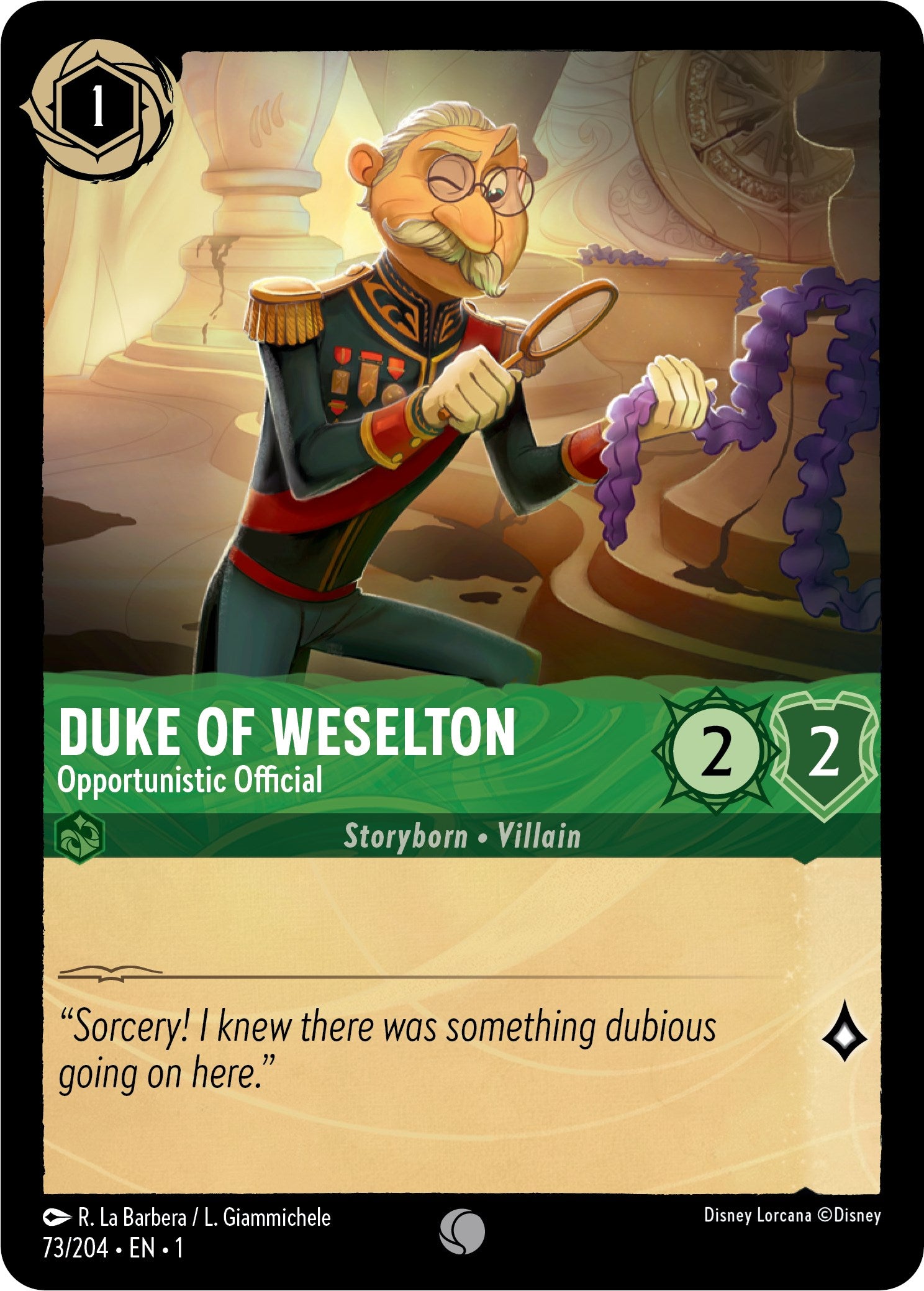 Duke of Weselton - Opportunistic Official (73/204) [The First Chapter] | Cards and Coasters CA