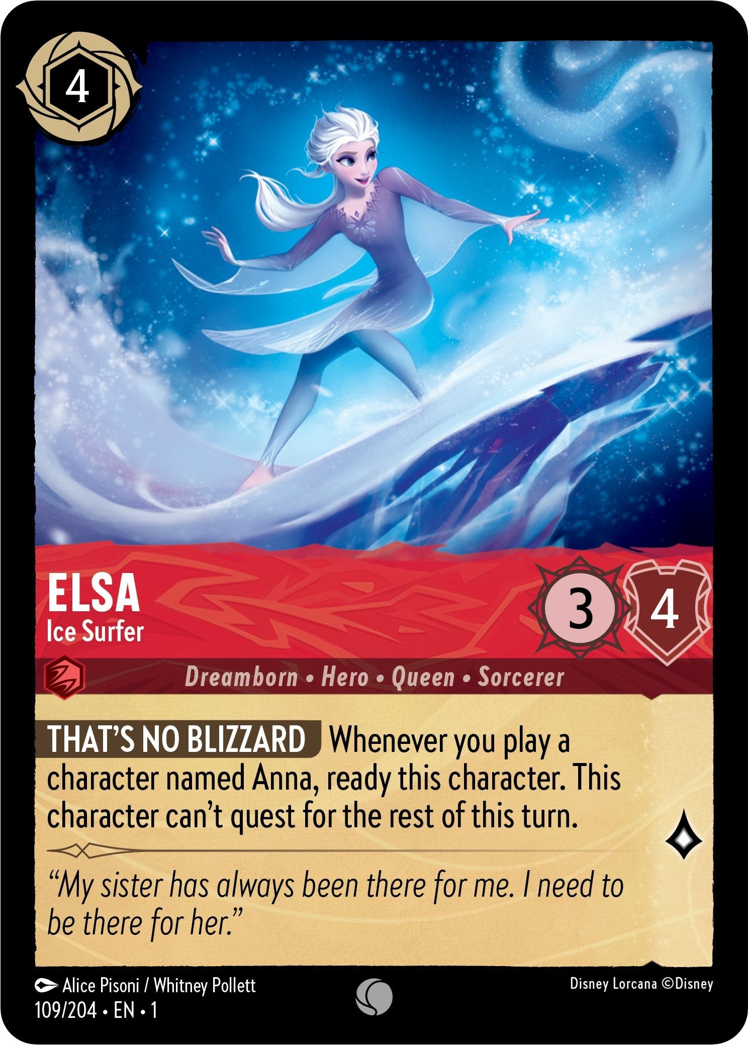 Elsa - Ice Surfer (109/204) [The First Chapter] | Cards and Coasters CA