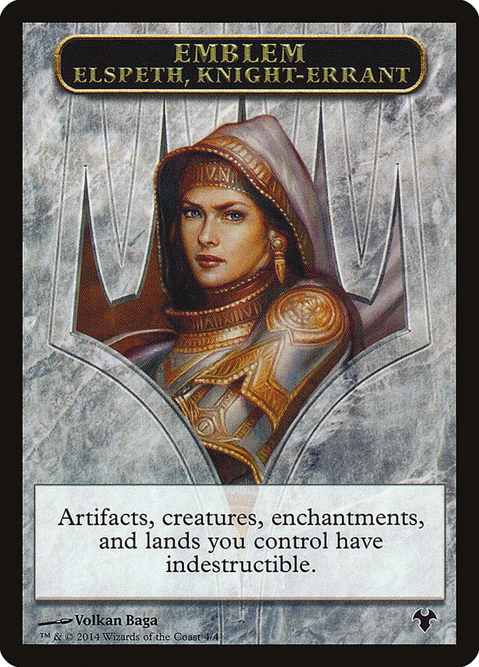 Emblem - Elspeth, Knight-Errant // Soldier Double-Sided Token [Modern Event Deck 2014 Tokens] | Cards and Coasters CA