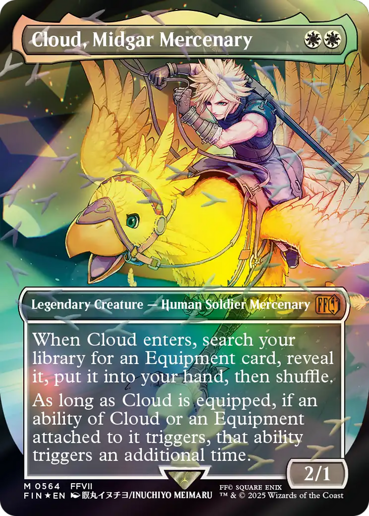 Cloud, Midgar Mercenary (Borderless) (Chocobo Track Foil) [FINAL FANTASY] | Cards and Coasters CA