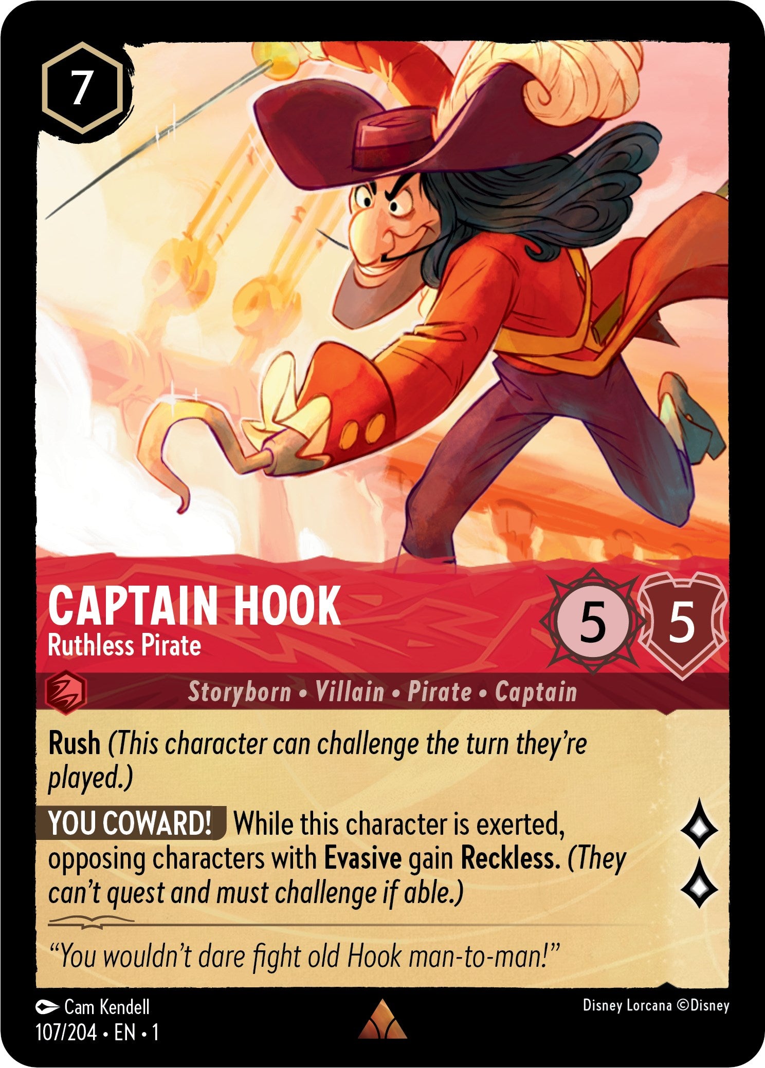 Captain Hook - Ruthless Pirate (107/204) [The First Chapter] | Cards and Coasters CA