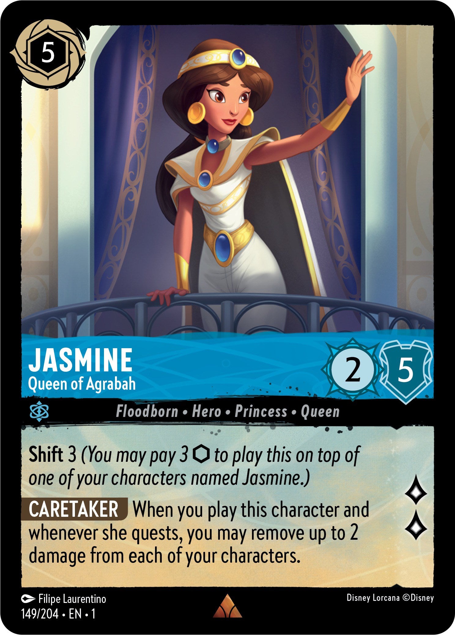 Jasmine - Queen of Agrabah (149/204) [The First Chapter] | Cards and Coasters CA