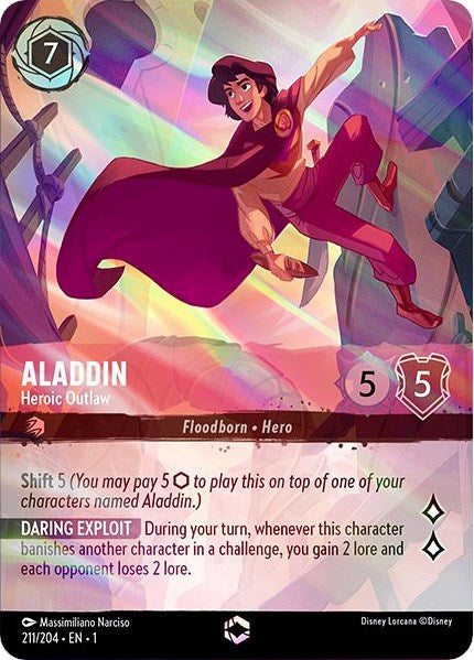 Aladdin - Heroic Outlaw (Enchanted) (211/204) [The First Chapter] | Cards and Coasters CA