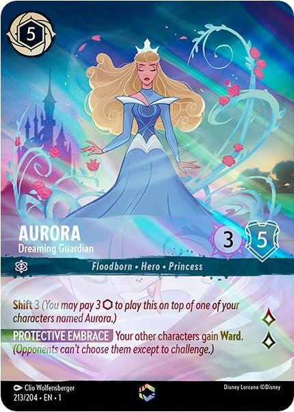 Aurora - Dreaming Guardian (Enchanted) (213/204) [The First Chapter] | Cards and Coasters CA