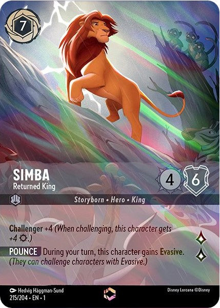 Simba - Returned King (Enchanted) (215/204) [The First Chapter] | Cards and Coasters CA