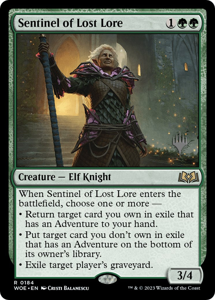 Sentinel of Lost Lore (Promo Pack) [Wilds of Eldraine Promos] | Cards and Coasters CA