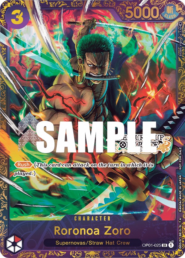 Roronoa Zoro (OP01-025) (Treasure Cup) [One Piece Promotion Cards] | Cards and Coasters CA