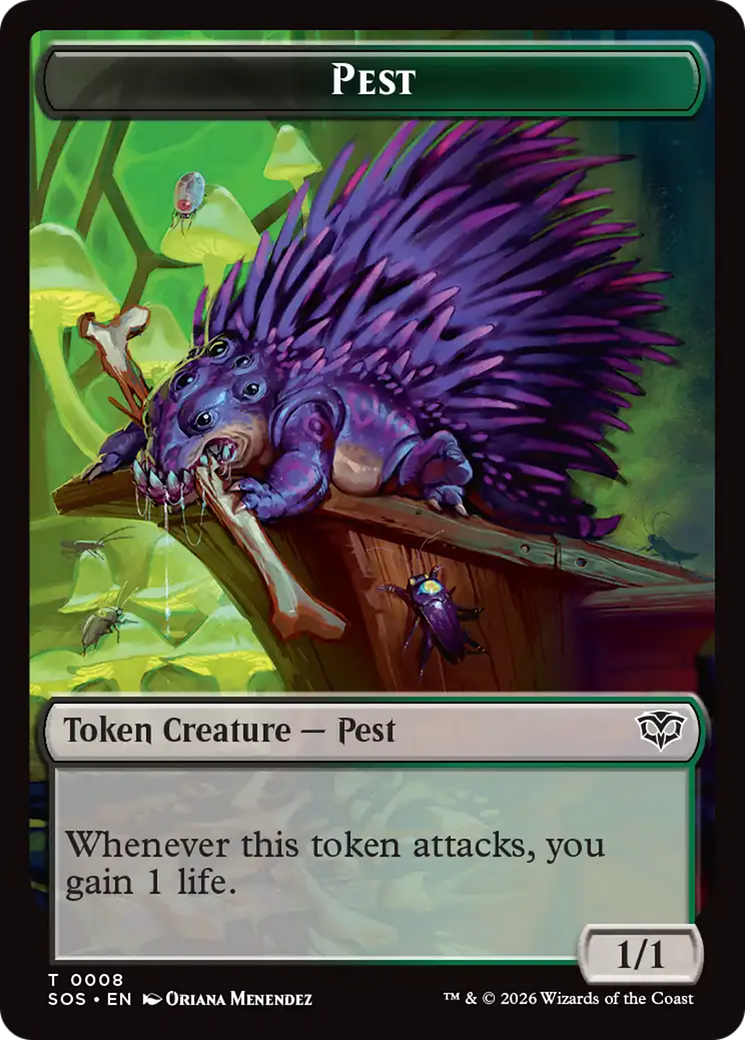 Fractal (0004) // Pest (0008) Double-Sided Token [Secrets of Strixhaven Tokens] | Cards and Coasters CA