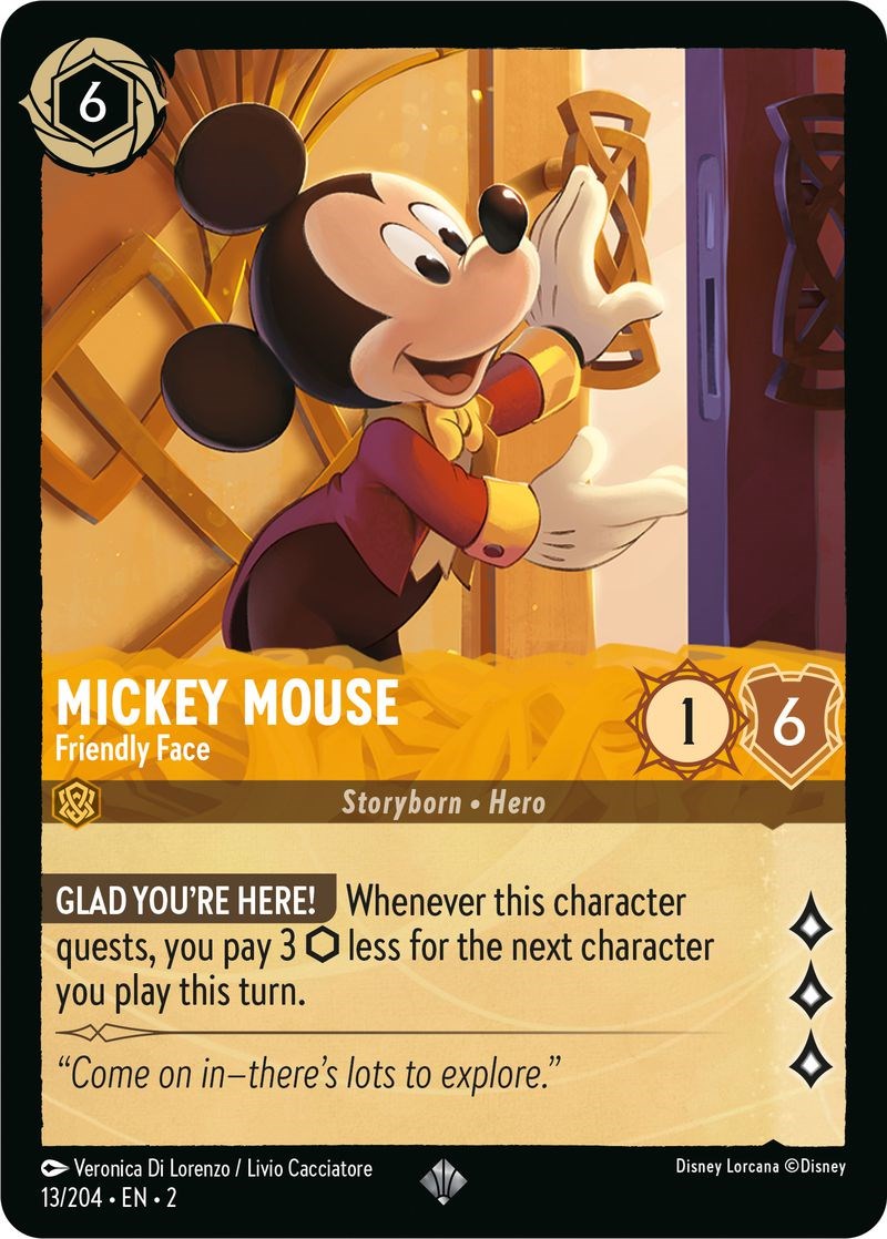 Mickey Mouse - Friendly Face (13/204) [Rise of the Floodborn] | Cards and Coasters CA